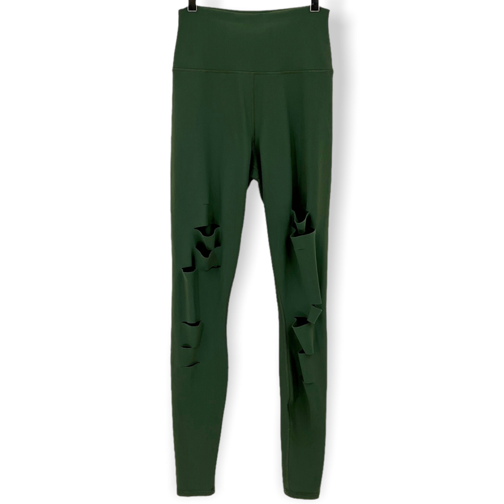Alo Yoga Hunter Green Warrior Rip High Waist Legging Size S - Picture 2 of 15